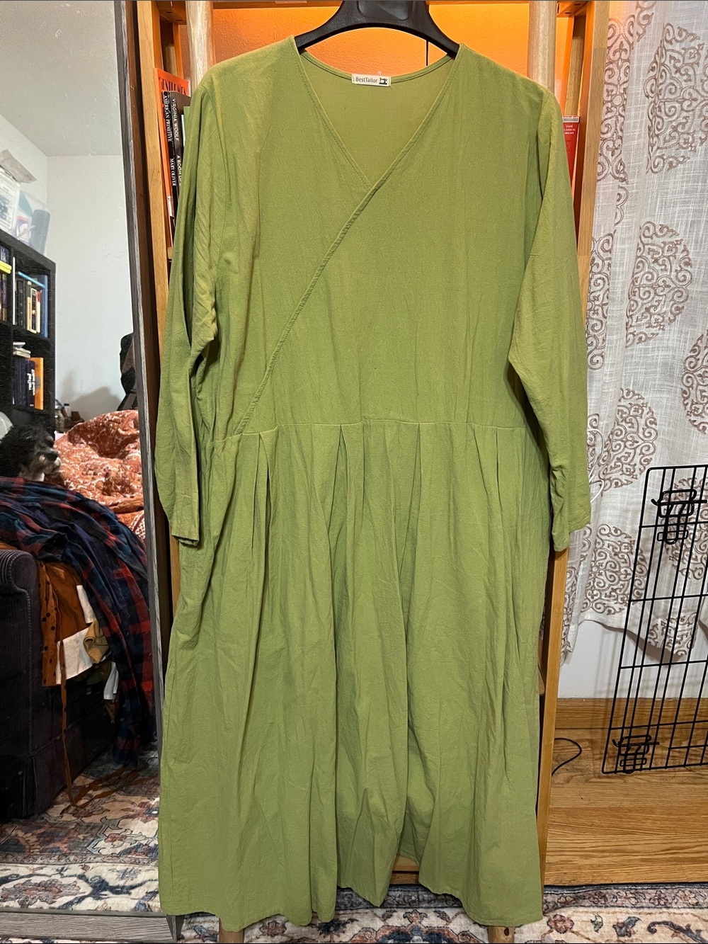 Olive Green Long Sleeve Maxi Dress